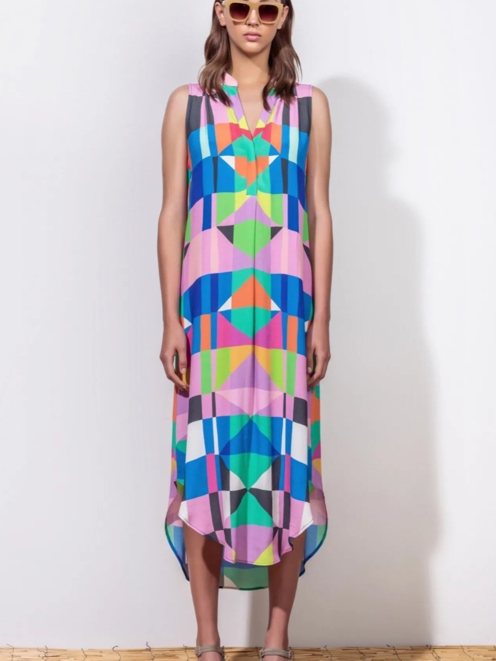 Mara Hoffman "Lillian" Geometric Shift Shirt Dress US L